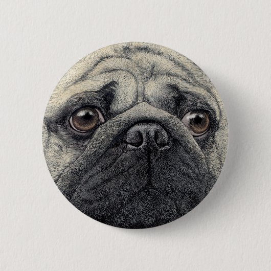 Badge Rond 5 Cm Bouton carlin - "Pugshot" (Devant)