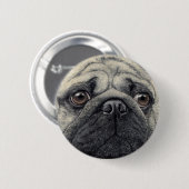 Badge Rond 5 Cm Bouton carlin - "Pugshot" (Devant & derrière)