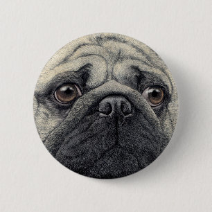 Badge Rond 5 Cm Bouton carlin - "Pugshot"