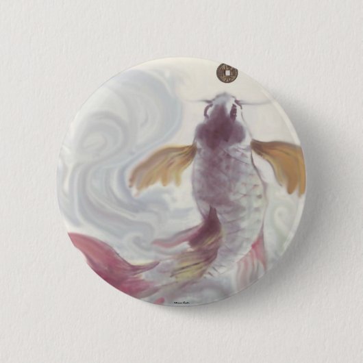 Badge Rond 5 Cm Bouton Carpe Affamée de la richesse (Devant)