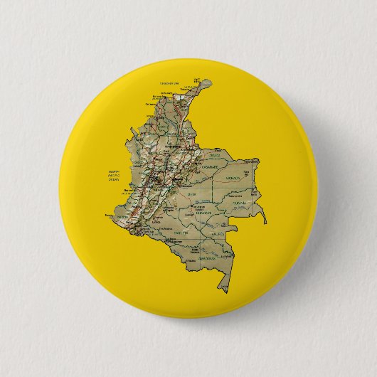 Badge Rond 5 Cm Bouton Carte Colombie (Devant)