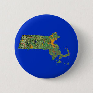 Badge Rond 5 Cm Bouton Carte Massachusetts