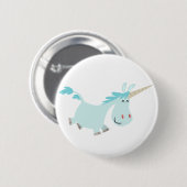 Badge Rond 5 Cm Bouton carton bleu mignon Unicorn Bouton Badton (Devant & derrière)