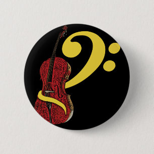 Badge Rond 5 Cm Bouton Cello Clef