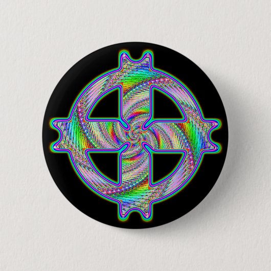 Badge Rond 5 Cm Bouton celtique de spirale d'arc-en-ciel (Devant)