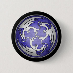 Badge Rond 5 Cm Bouton celtique de trois dragons - pourpre