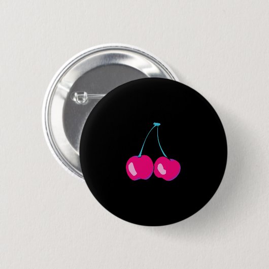 Badge Rond 5 Cm Bouton cerise (Devant & derrière)