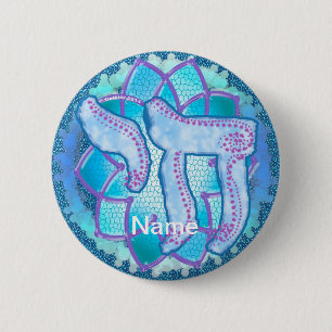 Badge Rond 5 Cm Bouton Chai bleu