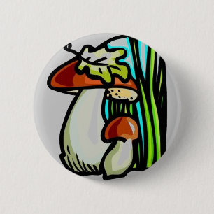 Badge Rond 5 Cm Bouton Champignons