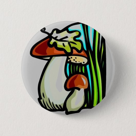 Badge Rond 5 Cm Bouton Champignons (Devant)