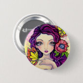 Badge Rond 5 Cm Bouton - charme de pavot (Devant & derrière)
