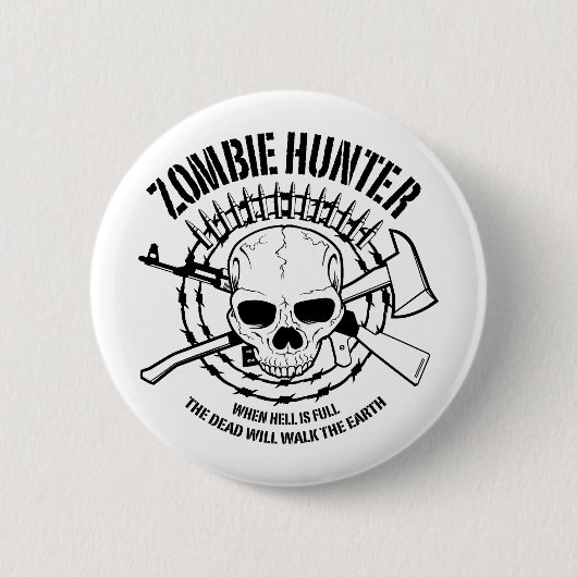 Badge Rond 5 Cm Bouton Chasseur de zombie (Devant)