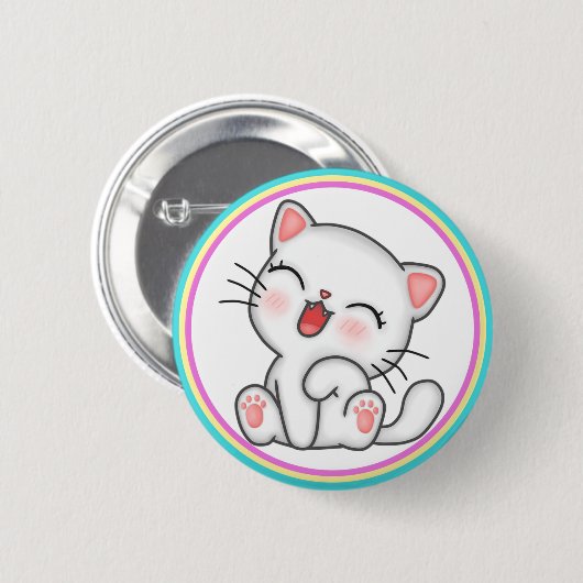 Badge Rond 5 Cm Bouton Chat (Devant & derrière)