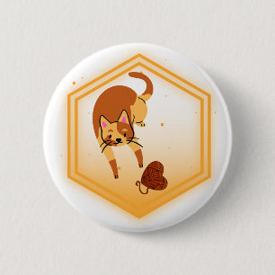 Badge Rond 5 Cm Bouton Chat avec fil