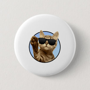Badge Rond 5 Cm Bouton Chat cool