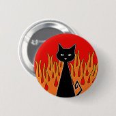Badge Rond 5 Cm Bouton Chat Noir (Devant & derrière)