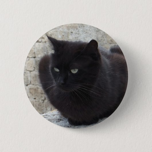 Badge Rond 5 Cm Bouton Chat noir (Devant)