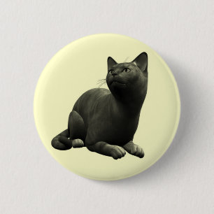 Badge Rond 5 Cm Bouton Chat Noir Tranquille
