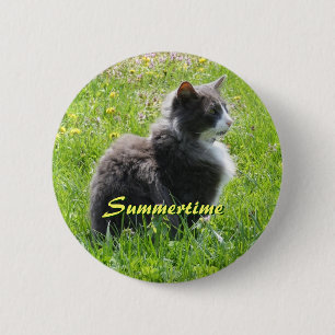 Badge Rond 5 Cm Bouton Chat Sunshine