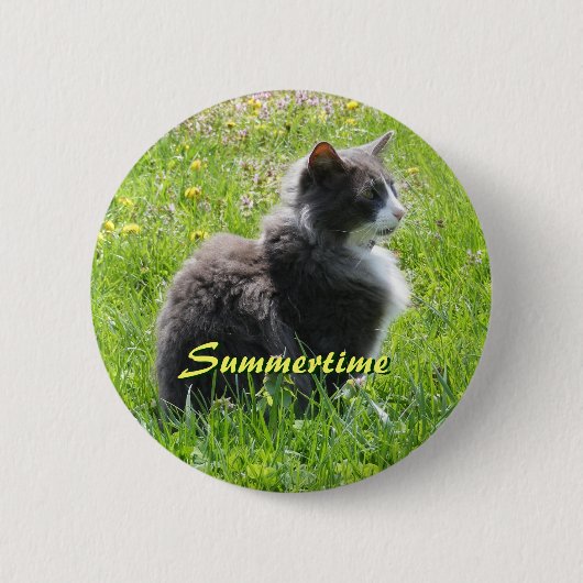 Badge Rond 5 Cm Bouton Chat Sunshine (Devant)