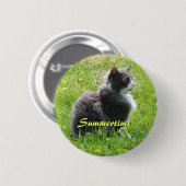 Badge Rond 5 Cm Bouton Chat Sunshine (Devant & derrière)