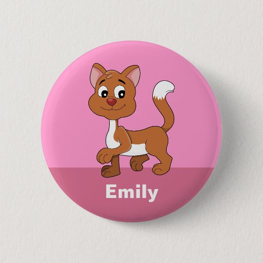 Badge Rond 5 Cm Bouton chaton de dessin animé mignon (Devant)