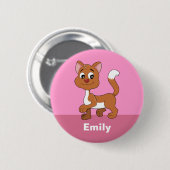 Badge Rond 5 Cm Bouton chaton de dessin animé mignon (Devant & derrière)