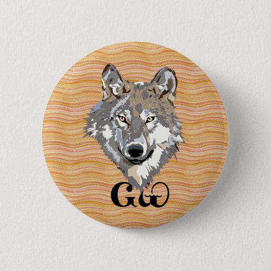 Badge Rond 5 Cm Bouton cherokee d'amant de loup (Devant)