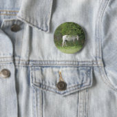 Badge Rond 5 Cm Bouton Cheval blanc timide (En situation)