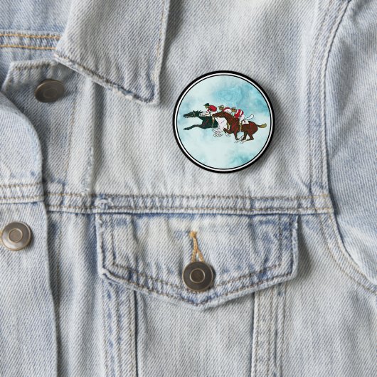 Badge Rond 5 Cm Bouton Chevaux de course (En situation)