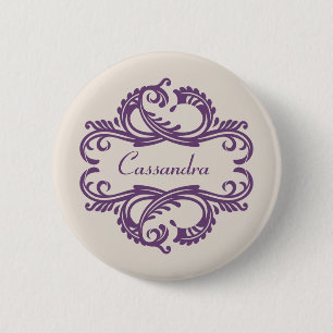 Badge Rond 5 Cm Bouton Chic Damask Violet