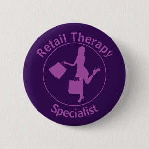 Badge Rond 5 Cm Bouton Chic Fun Purple 'Retail Therapist'
