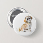 Badge Rond 5 Cm Bouton Chih Tzu Dog Badton (Devant & derrière)