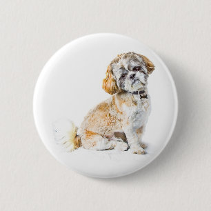 Badge Rond 5 Cm Bouton Chih Tzu Dog Badton