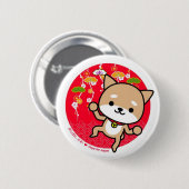 Badge Rond 5 Cm Bouton - chiot - rouge japonais (Devant & derrière)
