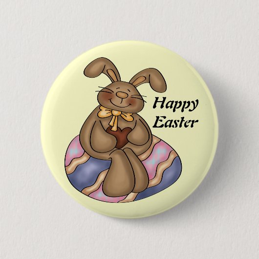 Badge Rond 5 Cm Bouton Chocolat Lapin de Pâques (Devant)