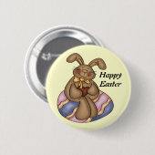 Badge Rond 5 Cm Bouton Chocolat Lapin de Pâques (Devant & derrière)