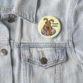Badge Rond 5 Cm Bouton Chocolat Lapin de Pâques (En situation)