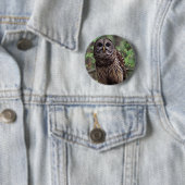 Badge Rond 5 Cm Bouton Chouette barrée (En situation)