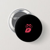 Badge Rond 5 Cm Bouton Chouette rose (Devant & derrière)