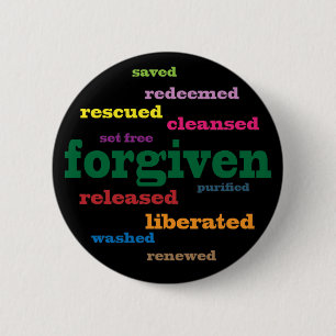 Badge Rond 5 Cm Bouton chrétien indulgent (noir)