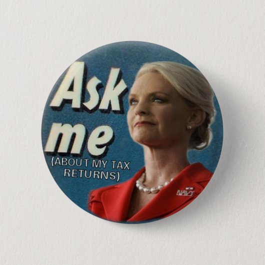 Badge Rond 5 Cm Bouton Cindy McCain Ask Me (Devant)
