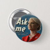 Badge Rond 5 Cm Bouton Cindy McCain Ask Me (Devant & derrière)