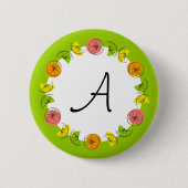 Badge Rond 5 Cm Bouton Citrus Circle vert Monogramme rond (Devant)