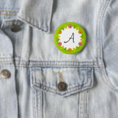 Badge Rond 5 Cm Bouton Citrus Circle vert Monogramme rond (En situation)
