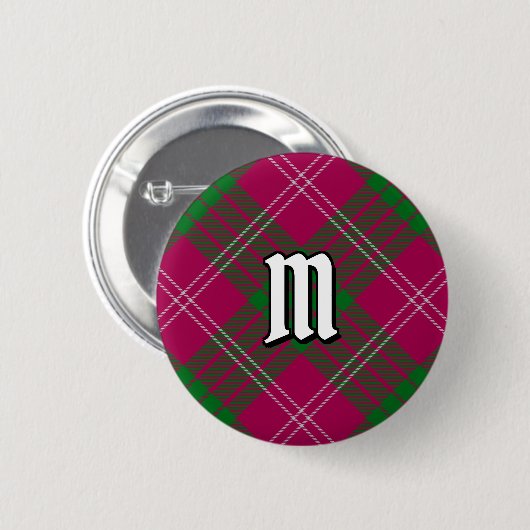 Badge Rond 5 Cm Bouton Clan Crawford Tartan (Devant & derrière)