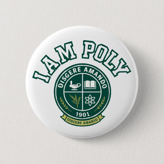 Badge Rond 5 Cm Bouton Classique I AM POLY (Devant)