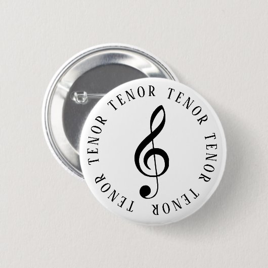 Badge Rond 5 Cm Bouton Clé Ténor Singer Treble (Devant & derrière)