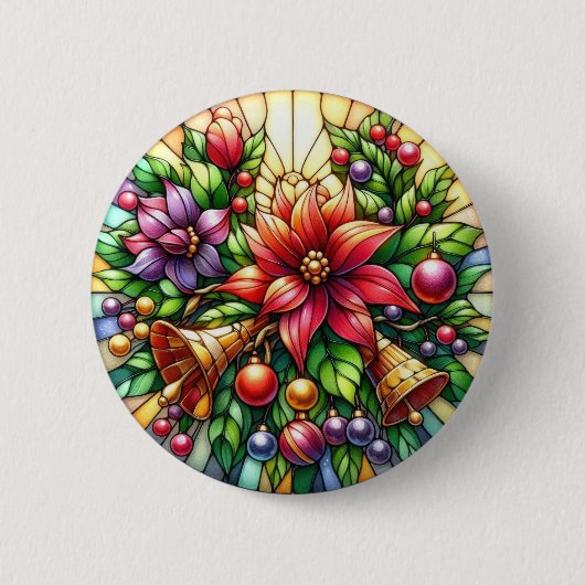 Badge Rond 5 Cm Bouton Cloches de Noël (Devant)