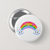 Badge Rond 5 Cm Bouton Clouds arc-en-ciel (Devant & derrière)